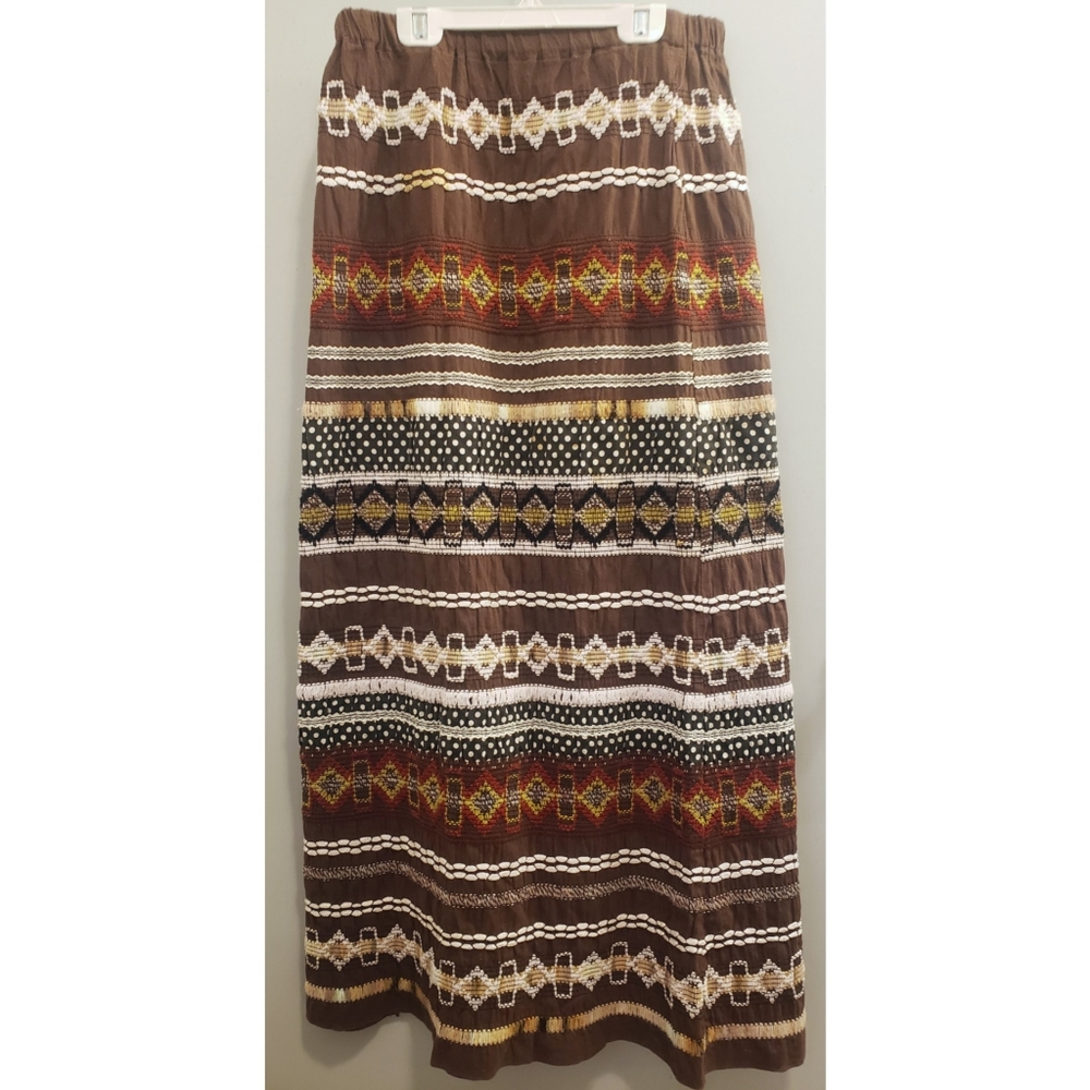 Vintage hand embroidered folk maxi skirt